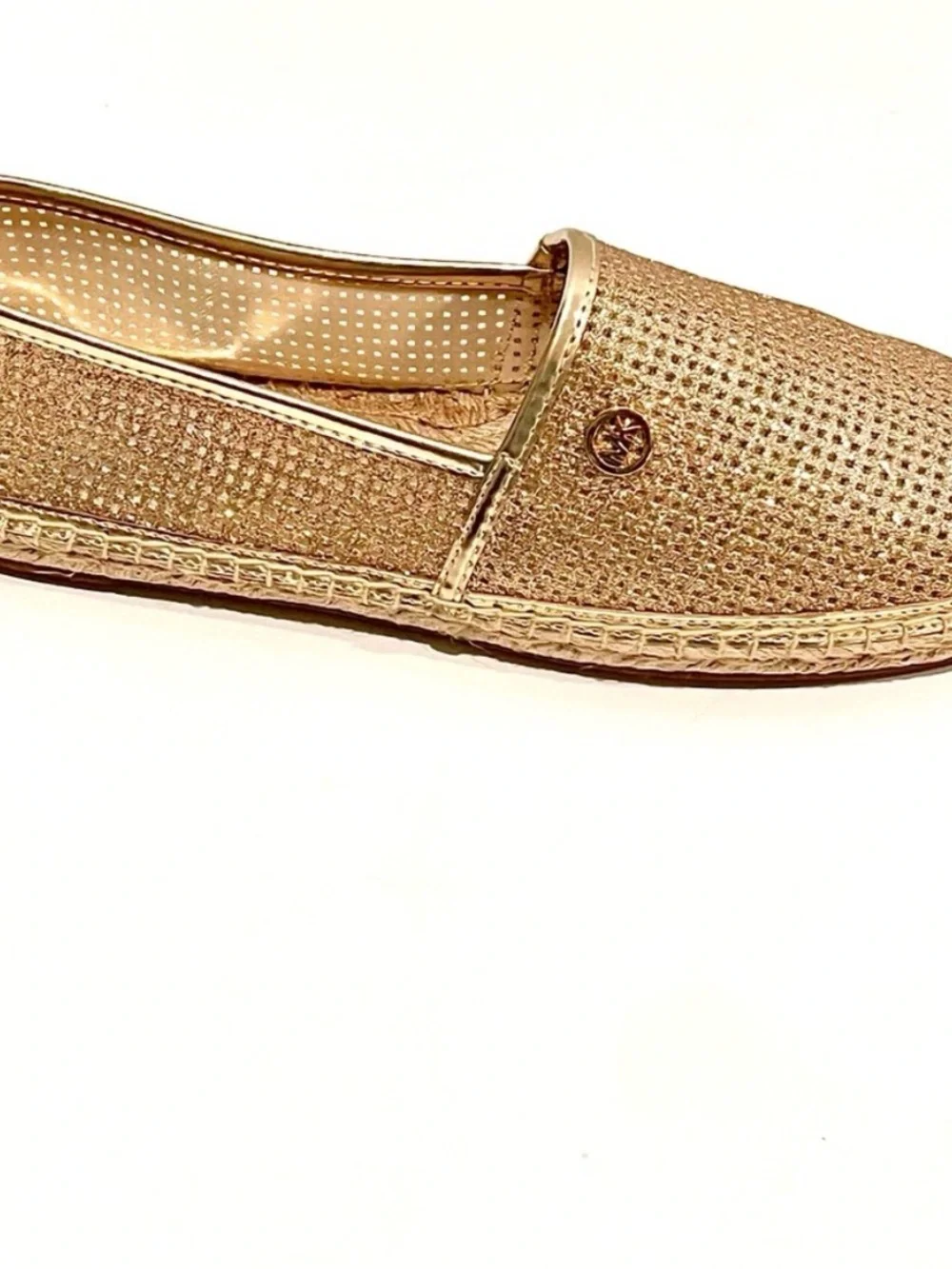 Michael Kors Kendrick Gold Metallic Espadrille Slip On Flats NWT 9